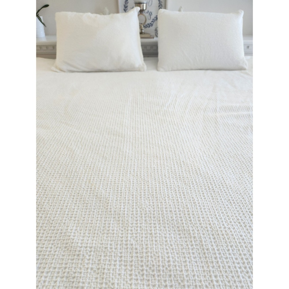 Queen White Waffle Weave Duvet Cover + Ikea Insert and Sham Set Threshold
